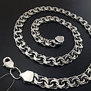 Товста срібна цепочка Бісмарк плоский. Чоловічий ланцюжок широкий 10 мм срібло 925. Довжина 70 см, фото 5