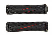 Грипсы 130мм BC-GR6432 черные с красной вставкой с алюм. замками