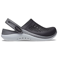 Crocs LiteRide 360 Kids Clog Black Slate Grey, Кроксы Лайтрайд 360 Детские оригинал черные с серой подошвой