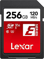 SD-карта Lexar 256 ГБ, карта флеш-пам’яті SDXC UHS-I, до 120 МБ/с при читанні, до 45 МБ/с при записі, U3, V30, C10, Full-HD і 4K U