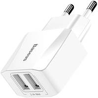 Мережеве ЗП Baseus Mini Dual-USB Charger 2.1 A, White (CCALL-MN02)