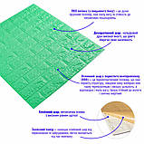 Lb 3D панель ПВХ самоклейна декоративна 3д самоклейка на кухню стінова цегла М'ятний 700x770x7мм (012-7), фото 2