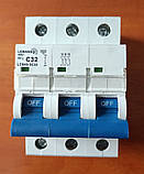 Автоматичний вимикач малогабаритний 3 полюси 3P 32A Lemanso LCB45-3C32 тип С 50Гц, фото 2