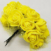 Фоаміранові трояндочки з Фатіном (12шт) колір- Жовтий