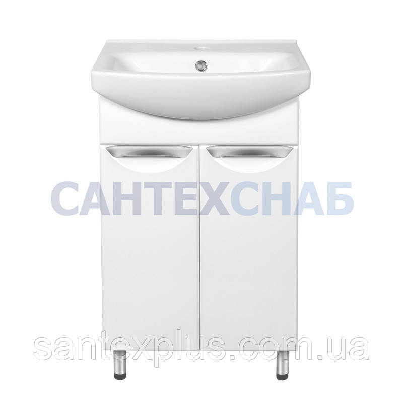 Тумба Грація Т-1 біла з умивальником CERSANIA 60 см меблевим, фото 1