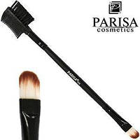 Кисть для макияжа глаз Parisa Cosmetics с расческой для бровей и ресниц