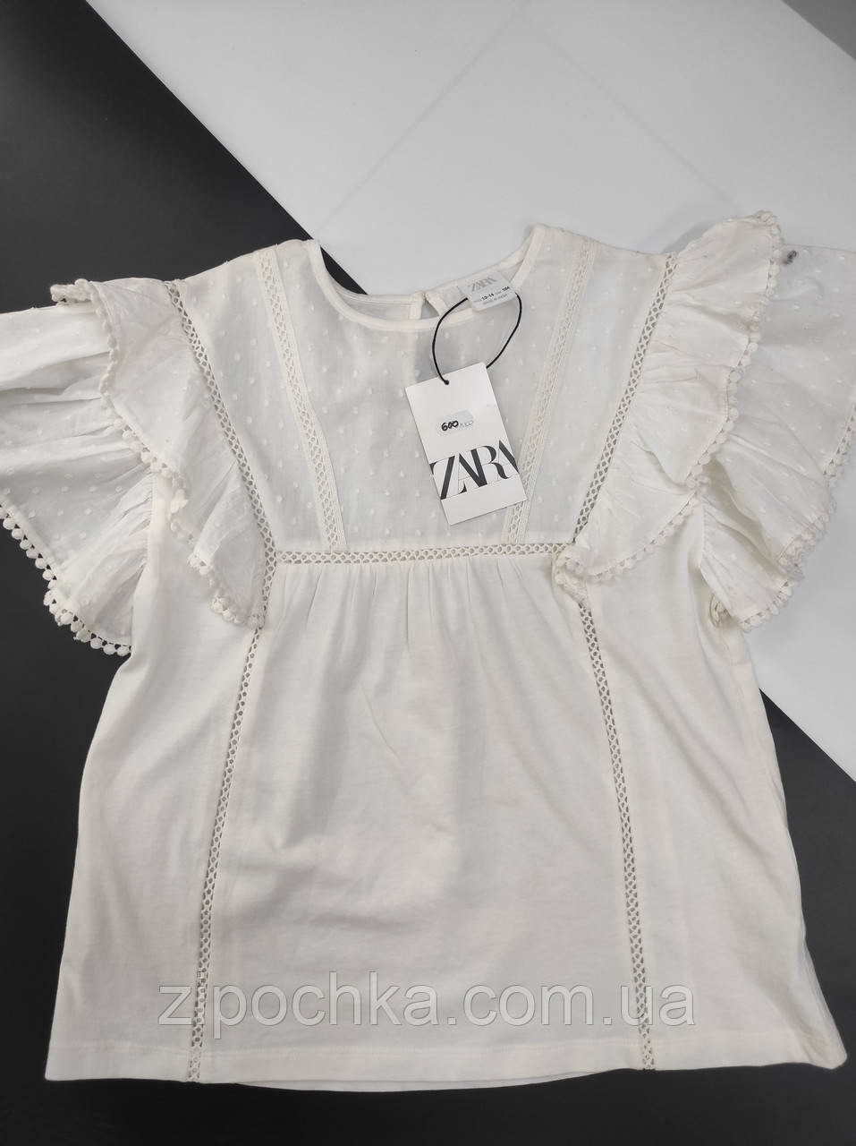 Біла святкова футболка Zara для дівчинки 164 см