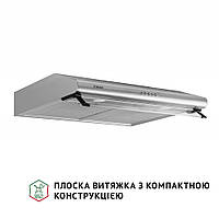 Кухонна витяжка Perfelli PL 6042 LED, плоска проста витяжка для кухні, під навісну шафу, 60 см, нержавіюча сталь