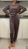 Женский велюровый домашний костюм Primark "LoVe" шоколад (JW20004/s)