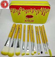 Набор кисточек для макияжа KYLIE 12 инструментов в металлическом футляре