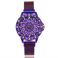 Женские часы с вращающимся крутящимся циферблатом Chanel Flower Diamond Rotation Watch Фиолетовый