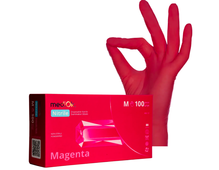 Рукавички нітрилові AMPRI Nitrile Style,100 шт., MAGENTA. Розмір M