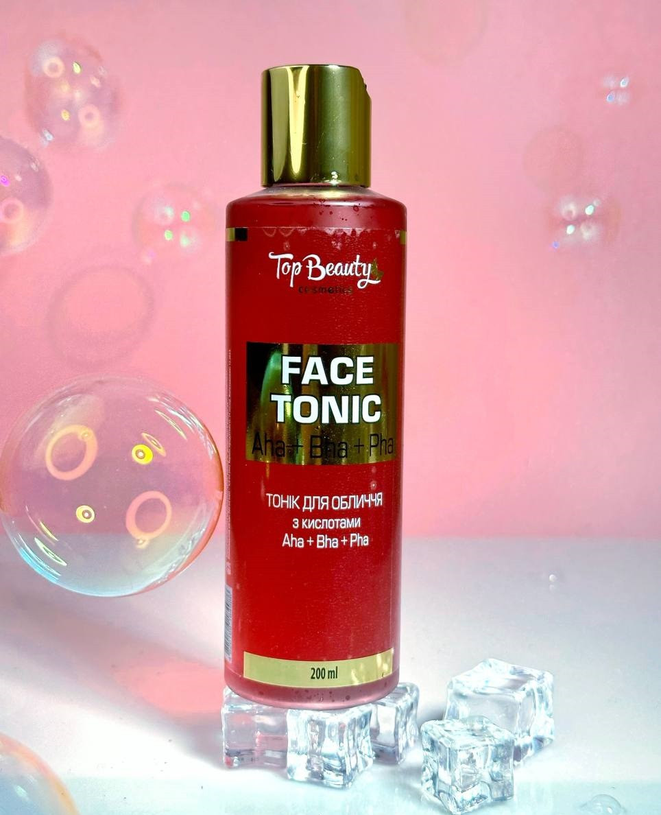 Тонік для обличчя кислотний Face Tonik АНА, ВНА, РНА Top Beauty 200 мл