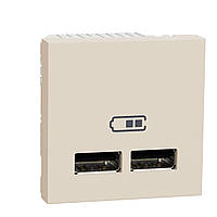 USB розетка тип A 2,1А 2 модуля Unica New бежевый NU341844