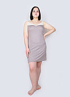 Сорочка N.EL мокка у білу крапку, арт.1266-92 (нічна рубашка, віскоза, мережива)