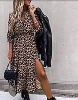 Жіноча сукня міді з леопардовим принтом