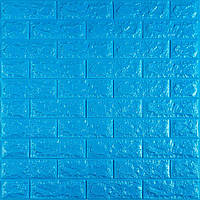 Go Стеновая 3D панель мягкая самоклеющаяся декоративная 3д самоклейка обои кирпич Синий 700x770x7мм (003-7)