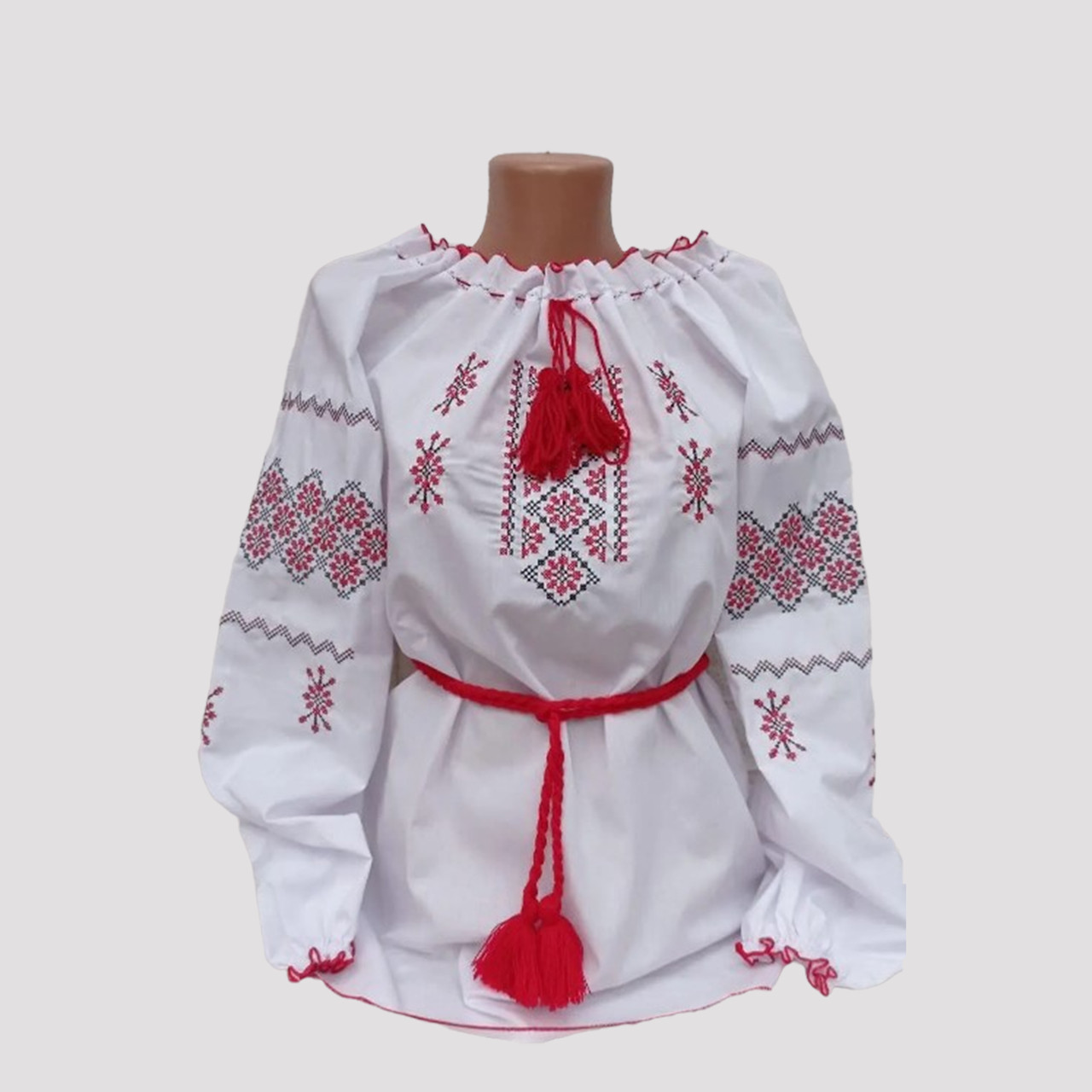 Вишиванка дитяча, сорочка для дівчаток білого кольору з вишивкою розміри від 116 до 134