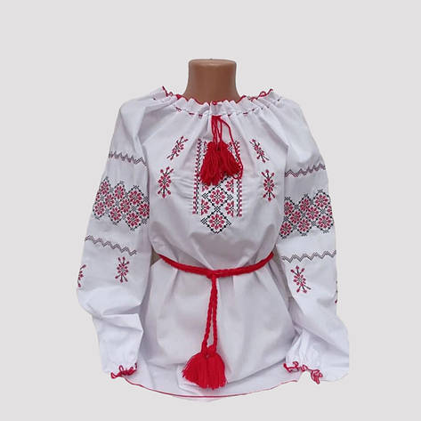 Вишиванка дитяча, сорочка для дівчаток білого кольору з вишивкою розміри від 116 до 134, фото 1