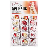 Ногти накладные цветные с рисунком и камушками упаковка 12 штук Art Nails № 5