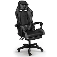 Геймерское кресло игровое с подставкой для ног, до 120кг нагрузка, с 4D подлокотниками ts-bs811 Черно-серый
