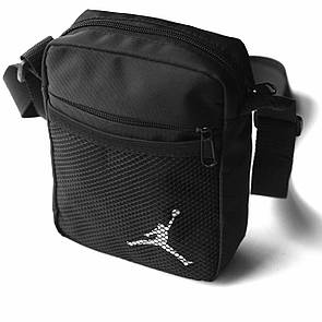 Сумка барсетка через плече JordanSvet Чорна тканинна молодіжний месенджер Джордан