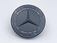 Эмблема шильдик на капот Mercedes-Benz (Мерседес) 57мм (A2048170616) (Черный глянец)