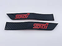 Эмблема надпись шильдик логотип STI на крыло Subaru (Субару) (Черный+красный) (91123FG050, 91123FG040)