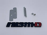 Эмблема шильдик логотип надпись на решетку радиатора NISMO Nissan (Ниссан) (Черный матовый+красный)
