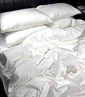 Комплект постельного белья Страйп сатин Белый Королевский Полуторный размер 150х220