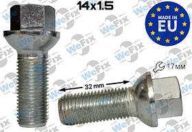 Болт колісний M14х1,5x32 сфера цинк ключ 17