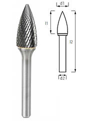 Борфреза сфероконічна загострена (снарядна) PROFITOOL - 16х30х75x6 мм (G16306-6)