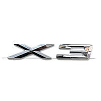 Эмблема шильдик логотип значок надпись X 3 крышки багажника BMW X3 (БМВ) 135*30мм(Серый Хром)