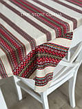 Скатертина лляна червона з жовтим "Український орнамент", люкс якість (Під замовлення, або стандартний розмір), фото 5