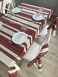 Скатертина лляна червона з жовтим "Український орнамент", люкс якість (Під замовлення, або стандартний розмір), фото 3