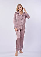Пижама женская Bahar пудра, арт.4210-1 (рубашка, брюки, шелк армани)