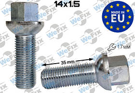 Болт колісний M14х1,5x35 сфера цинк ключ 17