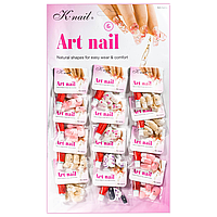 Набор ногтей накладных со стразами и рисунком K-Nail Art Nail, №06, 12 штук