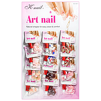 Набор ногтей накладных со стразами и рисунком K-Nail Art Nail, №08, 12 штук