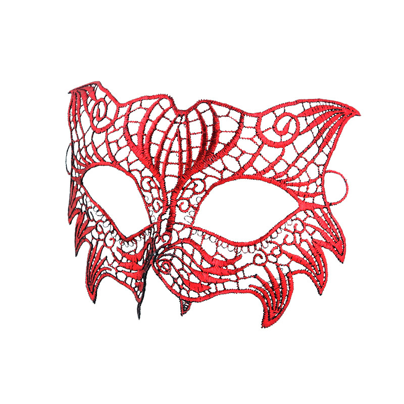 Маска карнавальна для обличчя на свято 19 на 12 см червоний, фото 1