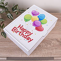 Коробка прямокутна 36 см happy birthday (різнокольорові кулі) "