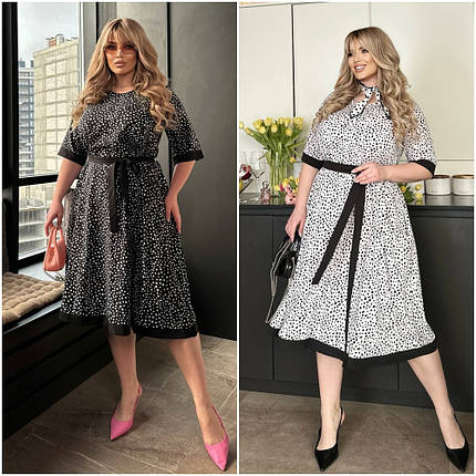 Дуже красиве плаття софт із короткими рукавами міді розміри батал, фото 1