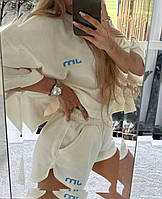 Жіночий костюм двійка  з плюшевої велюр тканини