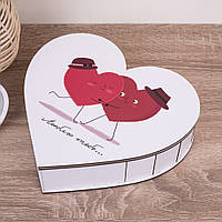 Коробка серце 22,5 см дерев'яна Два серця "Люблю тебе"