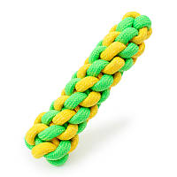 Игрушка Taotaopets 032225 плетенная веревка 18 см для кошек и собак Green + Yellow YTR