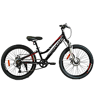 Велосипед детский спортивный Corso Optima 24" алюминиевая рама 11" черный TM-24811