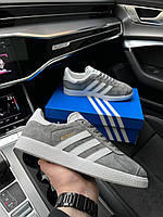 Мужские кроссовки Adidas Originals Gazelle Gray White Серые замшевые спортивные кеды адидас газели