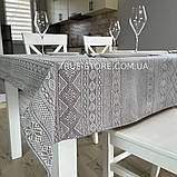 Скатертина лляна Сіра люкс якість "Український орнамент" (У розмірах) (Під замовлення), фото 2