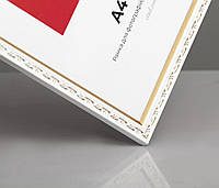 3 шт Фоторамка пластикова 15х20 (А5) біла із золотою кайомкой, для дипломів, грамот сертифікатів. Багет 1510-14 Код/Артикул 160