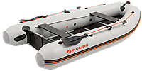 Надувний човен Колібрі КМ-330ДСЛ (світло сірий колір, фанерний пайло, сумка, сидіння, весла, насос), KM-330DSL